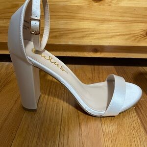 Lulu's White Block Heel